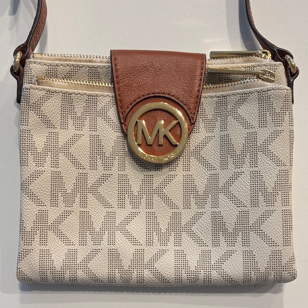 Michael Kors Tan and Brown Crossbody Bag